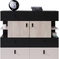 KOMMODE ISEO 110/90/40cm mit 6 Schubladen 4 Türen Schwarz - Eichefarben/Schwarz, Holzwerkstoff (110/90/40cm) - MASSENO