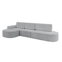 ECKSOFA mit Schlaffunktion Ottomane Links MARI L2-S 368X167X85 Grau Cord - Alufarben/Schwarz, Holzwerkstoff/Kunststoff (368/167cm) - ALTDECOR