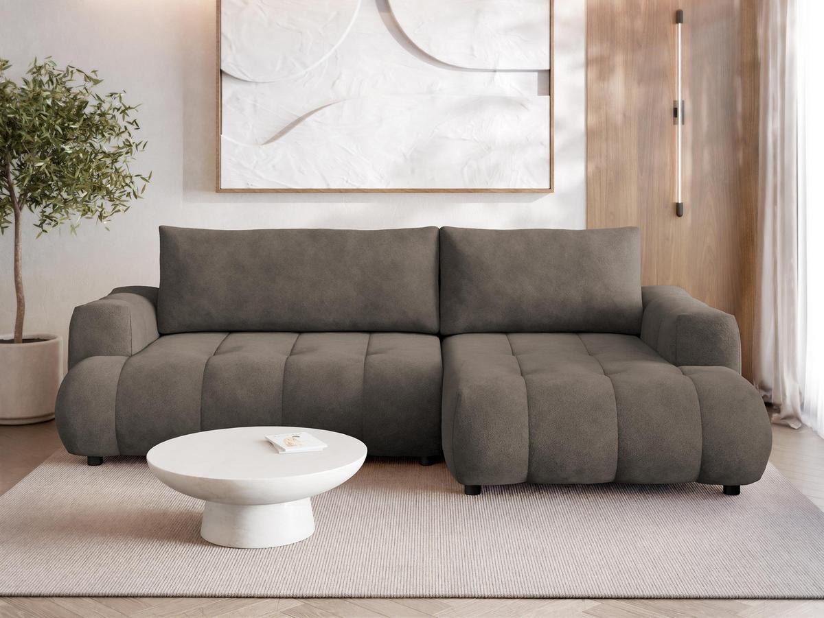 ECKSOFA Haiti, Seite: Rechts 2R+LC - Schwarz/Braun, Holz/Textil (276/156cm) - MIRJAN24