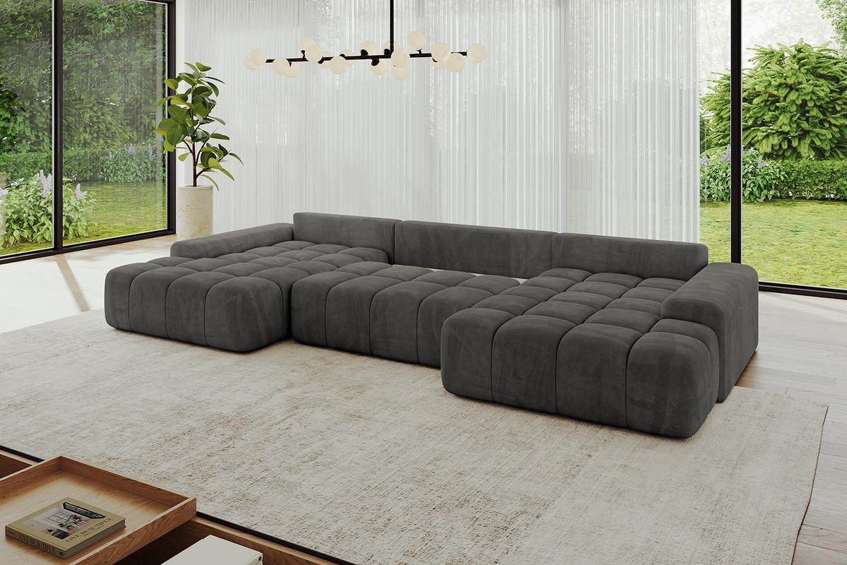 WOHNLANDSCHAFT ENSI-U - 353x164x69 cm Anthrazit - Anthrazit, Holzwerkstoff/Kunststoff (357/69/164cm) - ALTDECOR