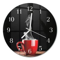 WANDUHR aus Glas Ø30 cm - Tasse Kaffee - Rot, Glas (30/30/0.4cm) - TULUP