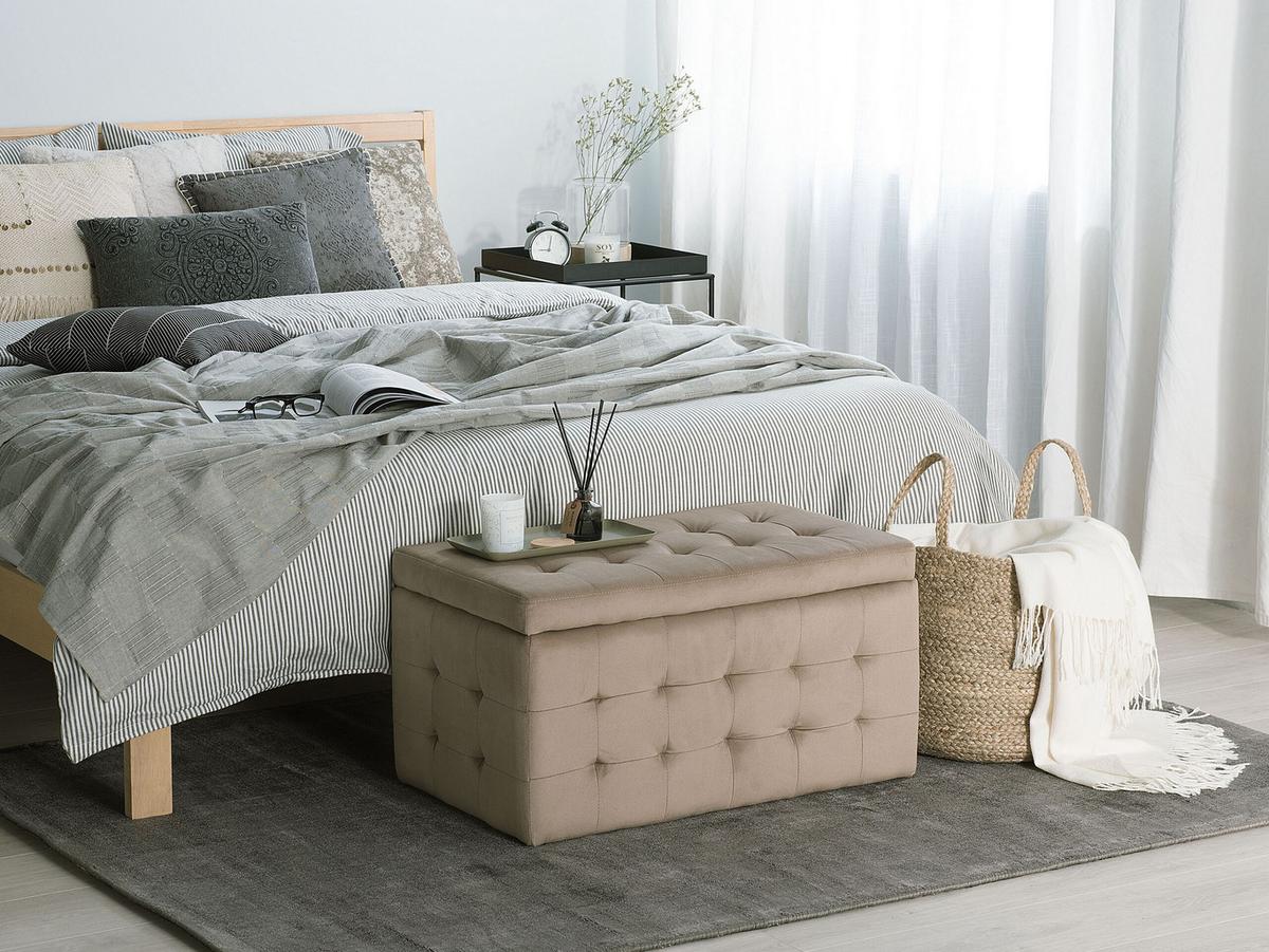 TRUHENBANK Michigan 42/72/40 cm - Hellbraun, Textil (72/40/42cm) - Beliani