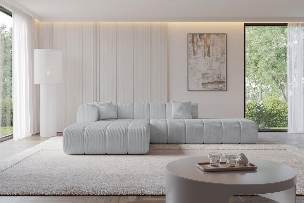 ECKSOFA Ottomane Links BILA-L 289x176x71 Grau Cord - Alufarben/Schwarz, Holzwerkstoff/Kunststoff (176/289cm) - ALTDECOR