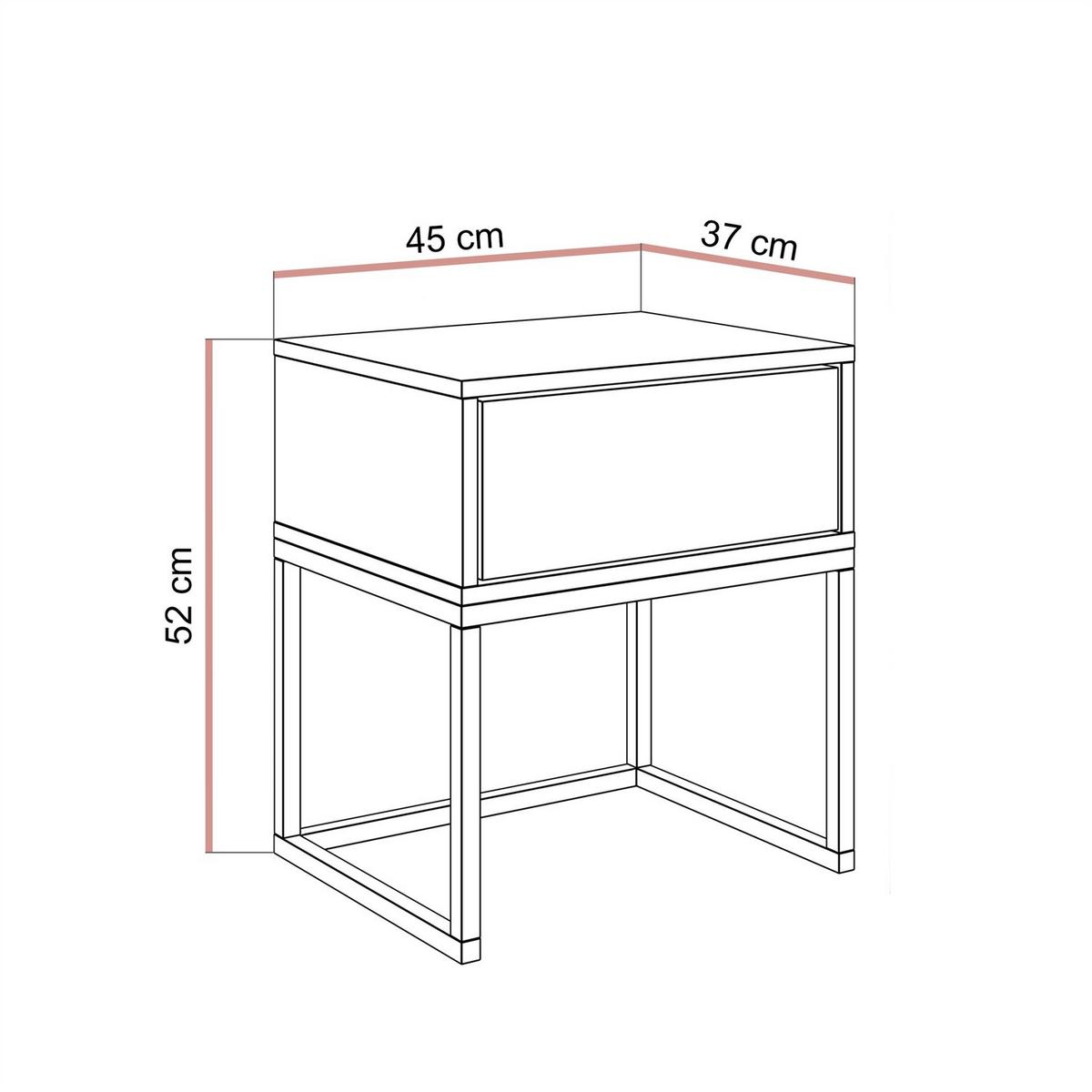 NACHTTISCH BLANCO KASZMIR auf Gestell kaschmir/schwarz - Schwarz, Holzwerkstoff (45/52/37cm) - Lookway