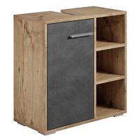 WASCHBECKENUNTERSCHRANK Neptunus 1 Tür Kastanien Eiche mit Grau - 60 x 30 x 60 cm - Eichefarben/Grau, Holz (60/60/28cm) - Badplaats