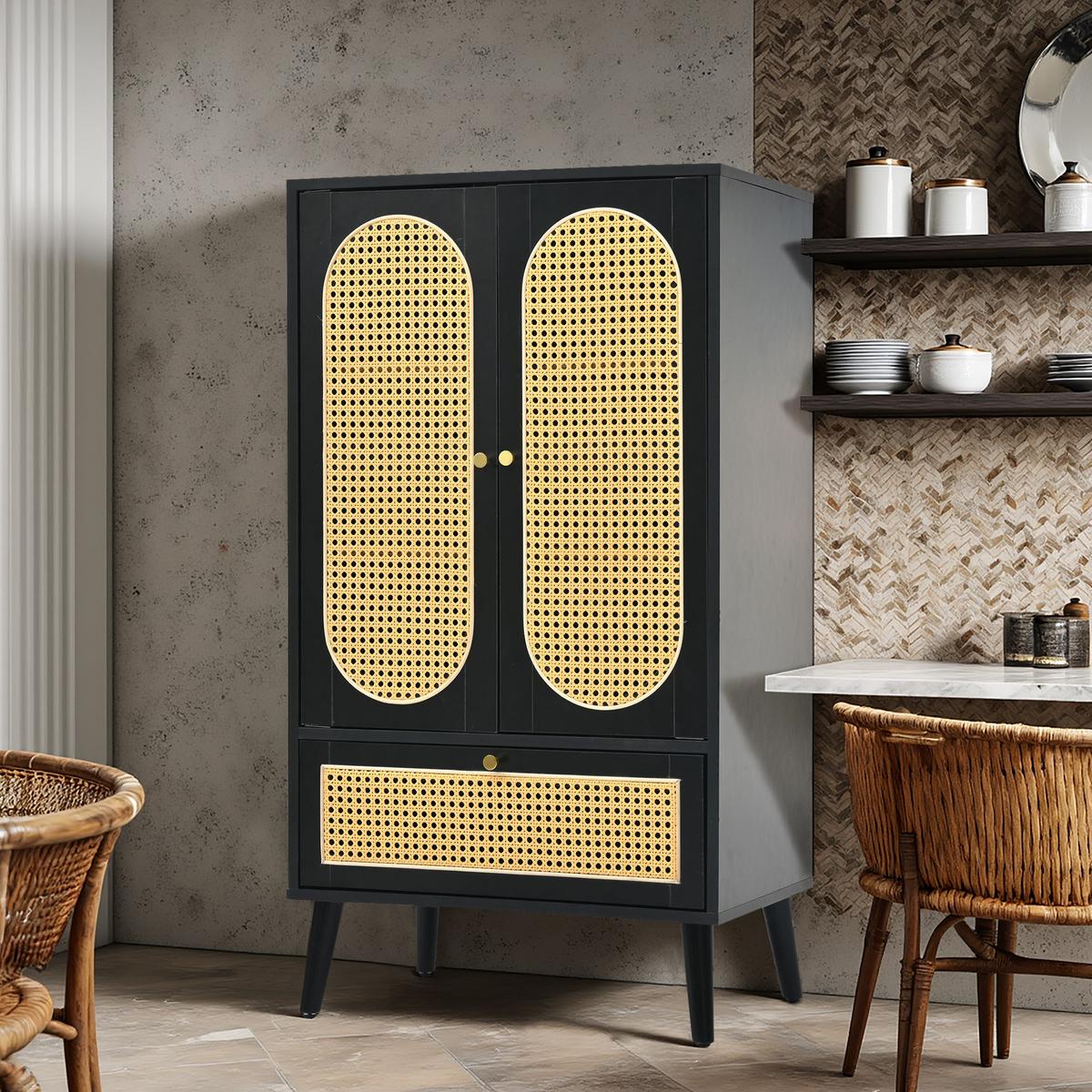 HIGHBOARD Schwarz 60/40/110 cm - Schwarz, Holzwerkstoff (60/111/40cm) - Urban Meuble