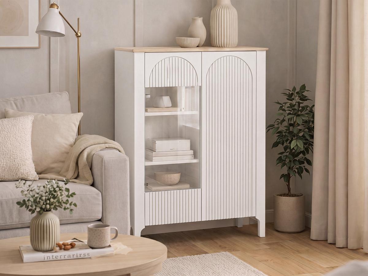 VITRINE Marbella 03 - Kaschmir, Holzwerkstoff (103/146/41cm) - MIRJAN24