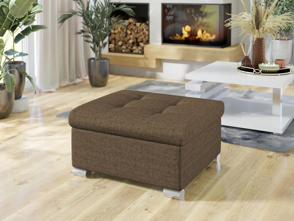 POLSTERHOCKER Niko Klein - Silberfarben/Braun, Holz/Textil (70/41/68cm) - MIRJAN24