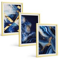 BILDER SET 3er Set - 40x60 cm Goldrahmen - Abstrakte, elegante Muster - Goldfarben, Kunststoff (40/60cm) - TULUP