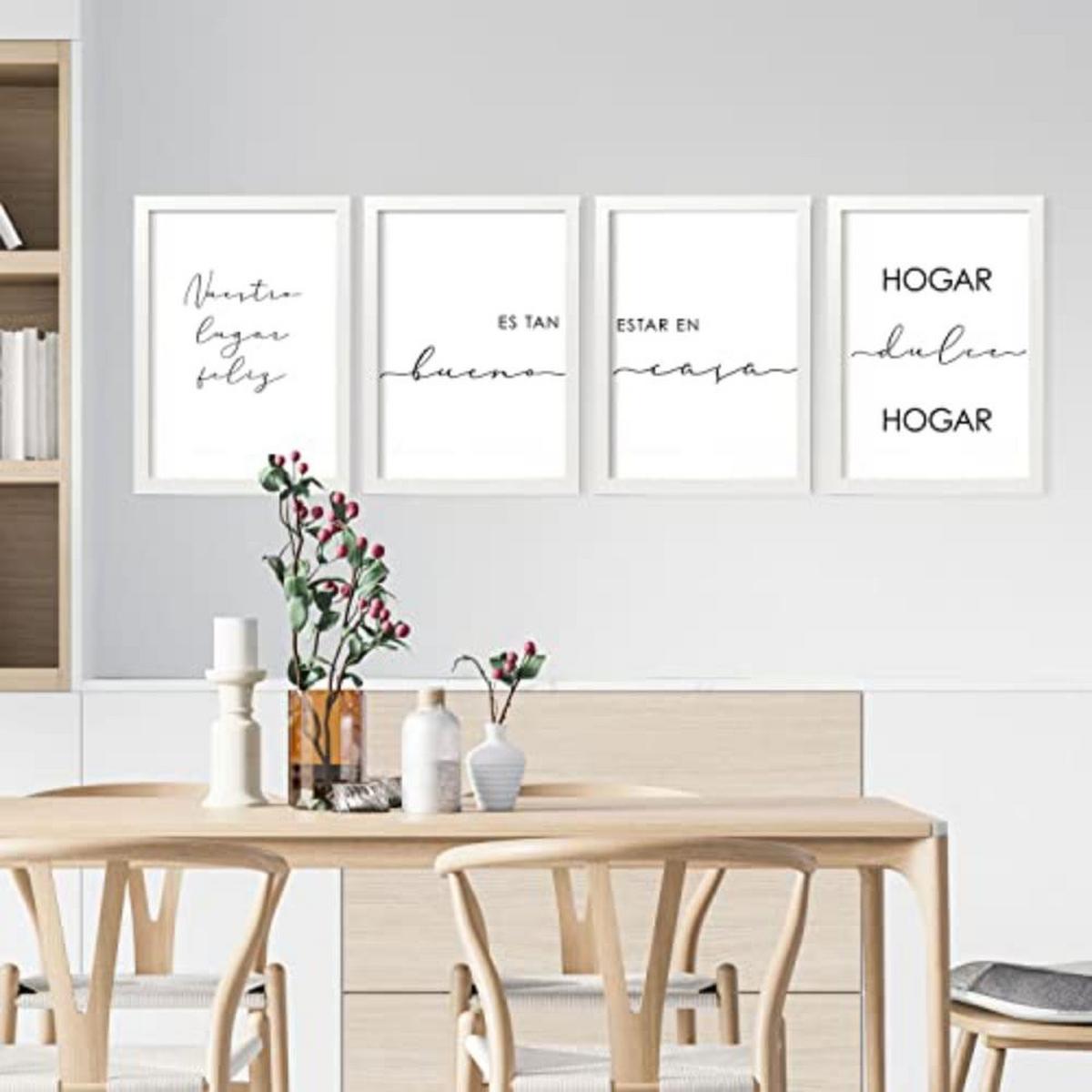 POSTER Set mit 4 Zuhause TypografieStil A3 Weißer Rahmen - Weiß, Papier (29.7/3cm) - Nacnic