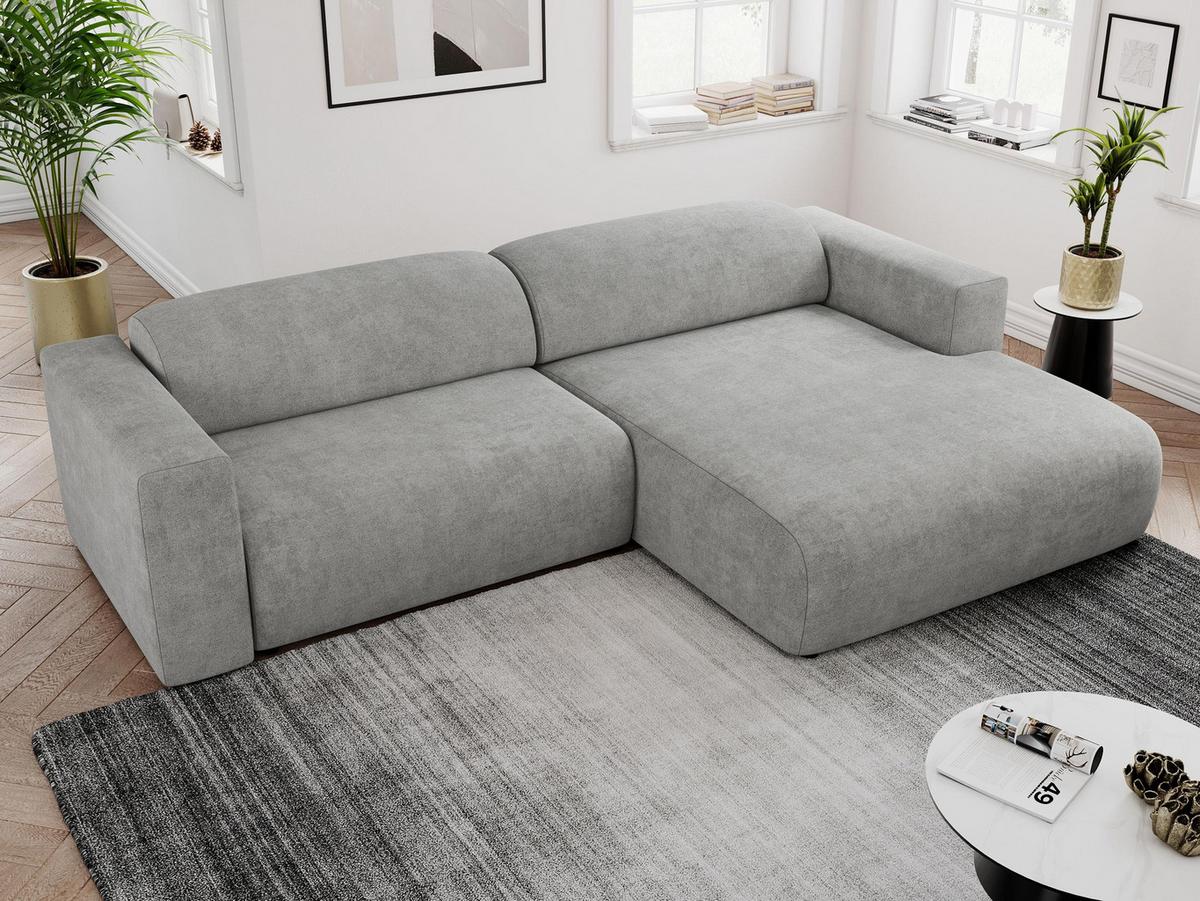 OFERTA WYCOFANA ECKSOFA PASADENA Hellgrau Struktur Rechts Seite - Hellgrau/Schwarz, Kunststoff/Textil (288/180cm) - MKS