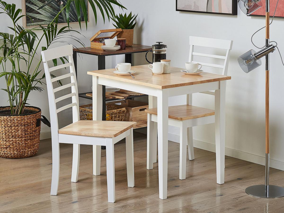 ESSZIMMERSTUHL 2er-Set Gummibaumholz Heller Holzfarbton Battersby - Hellbraun, Holz (40/94/40cm) - Beliani