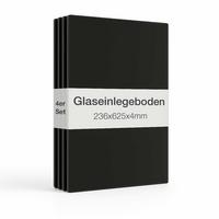 GLASBODEN 4er Set 23,6/62,5/0,4 cm für Standvitrinen 2-türig Erweiterungsset - Schwarz, Glas (62.5/0.4/23.6cm) - K-Möbel