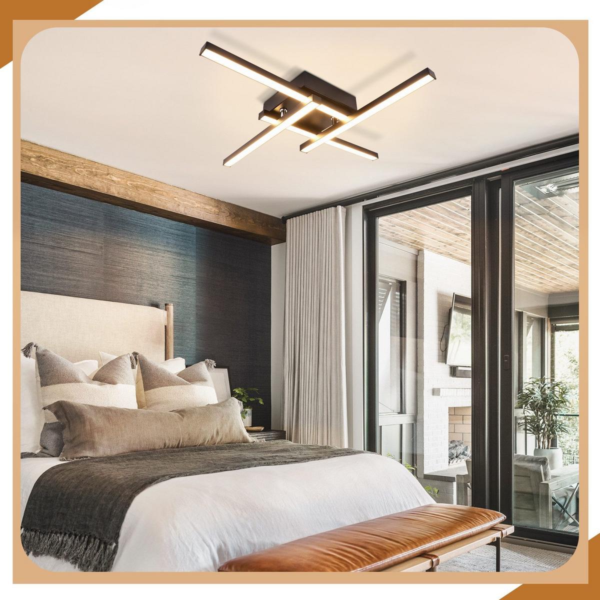 LED-DECKENLEUCHTE Cuxhaven 45.5/45.5/6.8 cm - Schwarz, Metall (45.5/45.5/6.8cm) - ZMH