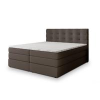 BOXSPRINGBETT AREZI 200x200 cm mit Matratze und Topper, H2+H3 - Braun - Braun, Holz (200/200cm) - MASSENO
