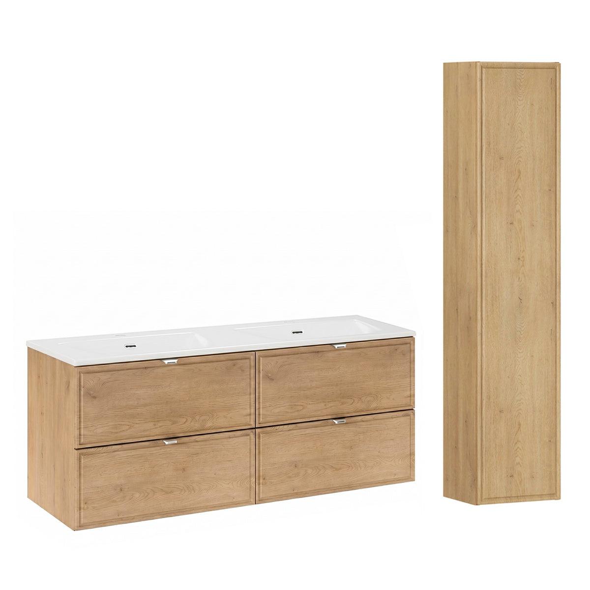 BADMÖBEL 121cm Elias 2er-Set Holz - Braun, Holzwerkstoff (121/50/46cm) - Petits-meubles