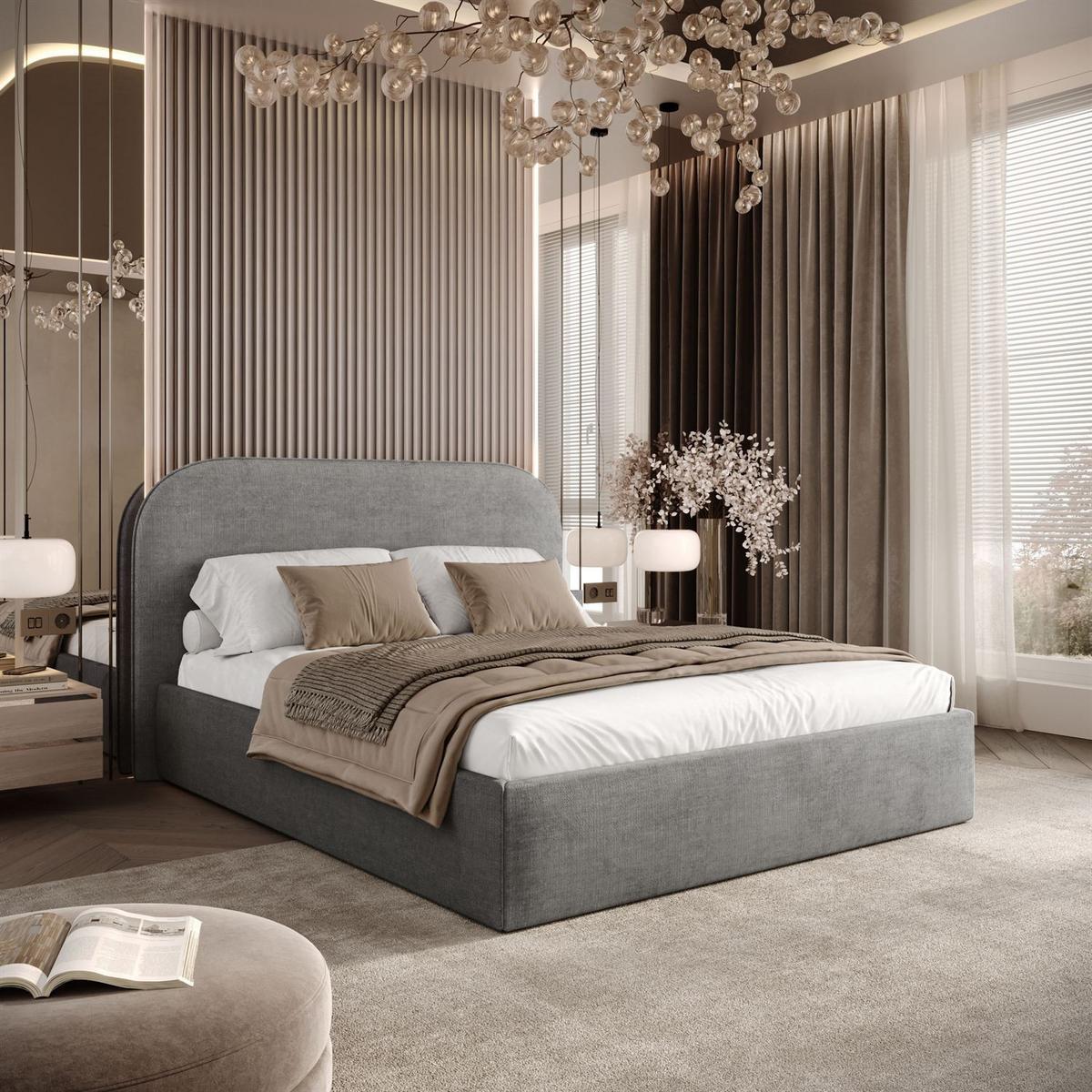 POLSTERBETT OLIMPIA mit Bettkasten 140x200, Perfect Harmony 82 - Grau, Textil (140/200cm) - Lookway