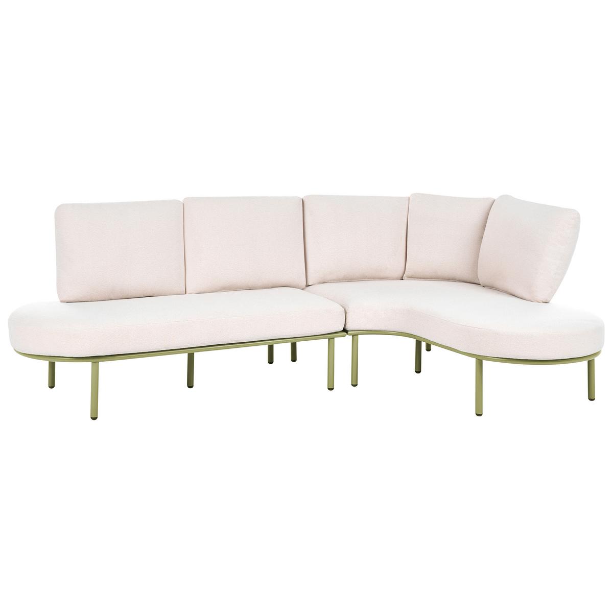 GARTENSOFA mit Tisch 4-Sitzer Metall Grün Pollina - Beige/Grün, Metall (238/77/162cm) - Beliani