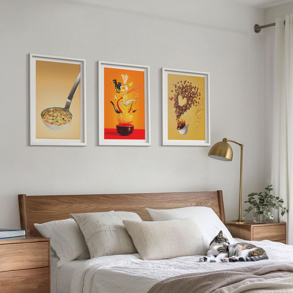 BILDER SET 3er Set - 40x60 cm Weißer Rahmen - Küchenthemen - Weiß, Kunststoff (40/60cm) - TULUP