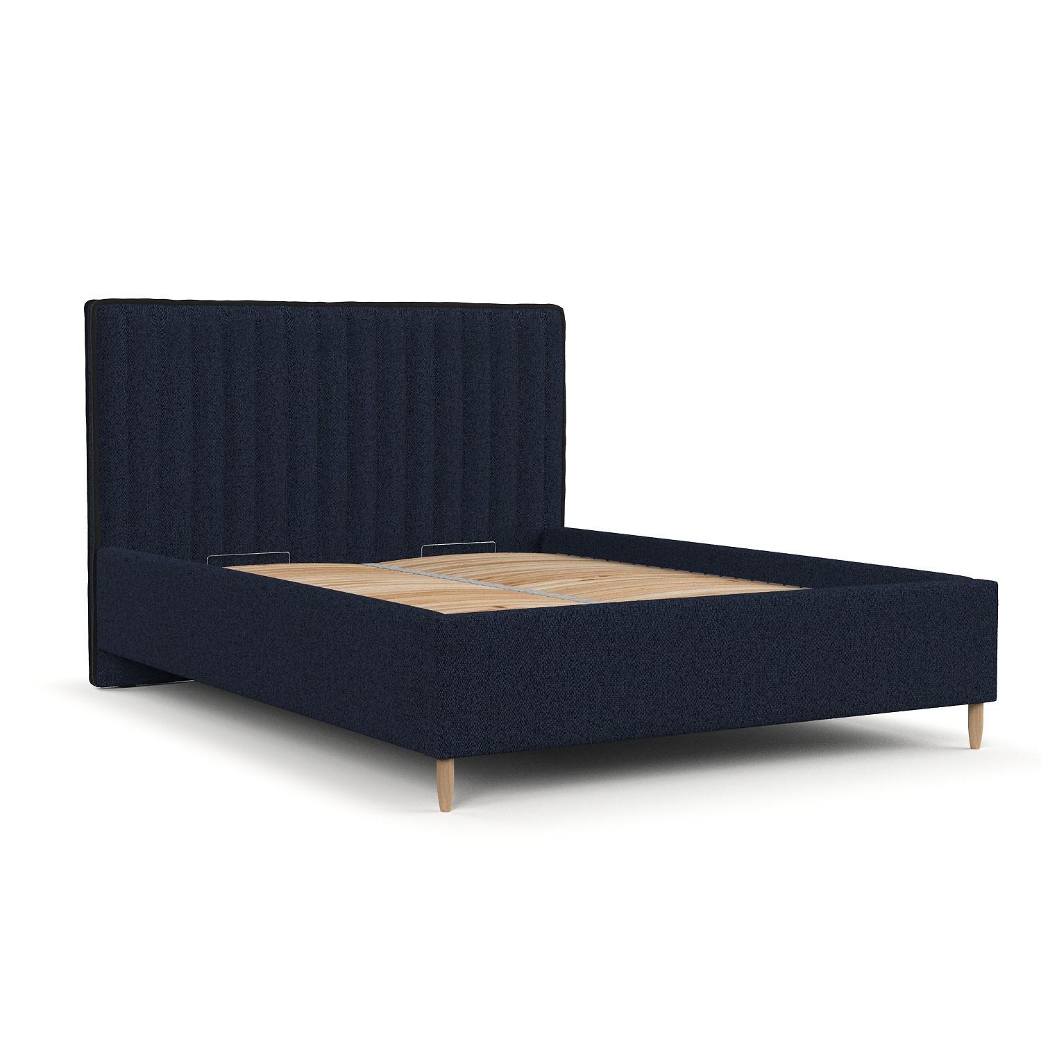 POLSTERBETT Aria 120/200 cm Marineblau im Riva Stoff - Naturfarben/Dunkelblau, Holz/Holzwerkstoff (120/200cm) - AltaBeds