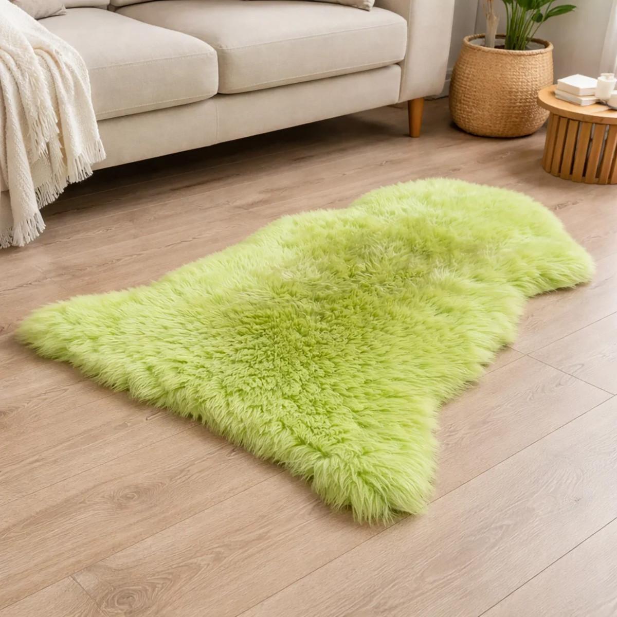LAMMFELL Öko bunt gefärbt weich Fell Teppich Grünapfel ca. 110 cm - Grün, Fell (60/110cm) - Provellus