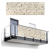 BALKON-SICHTSCHUTZ Ziegel - Wand - Licht - Weiß Windschutz 300x100 cm - Creme, Kunststoff (300/100cm) - MuchoWow