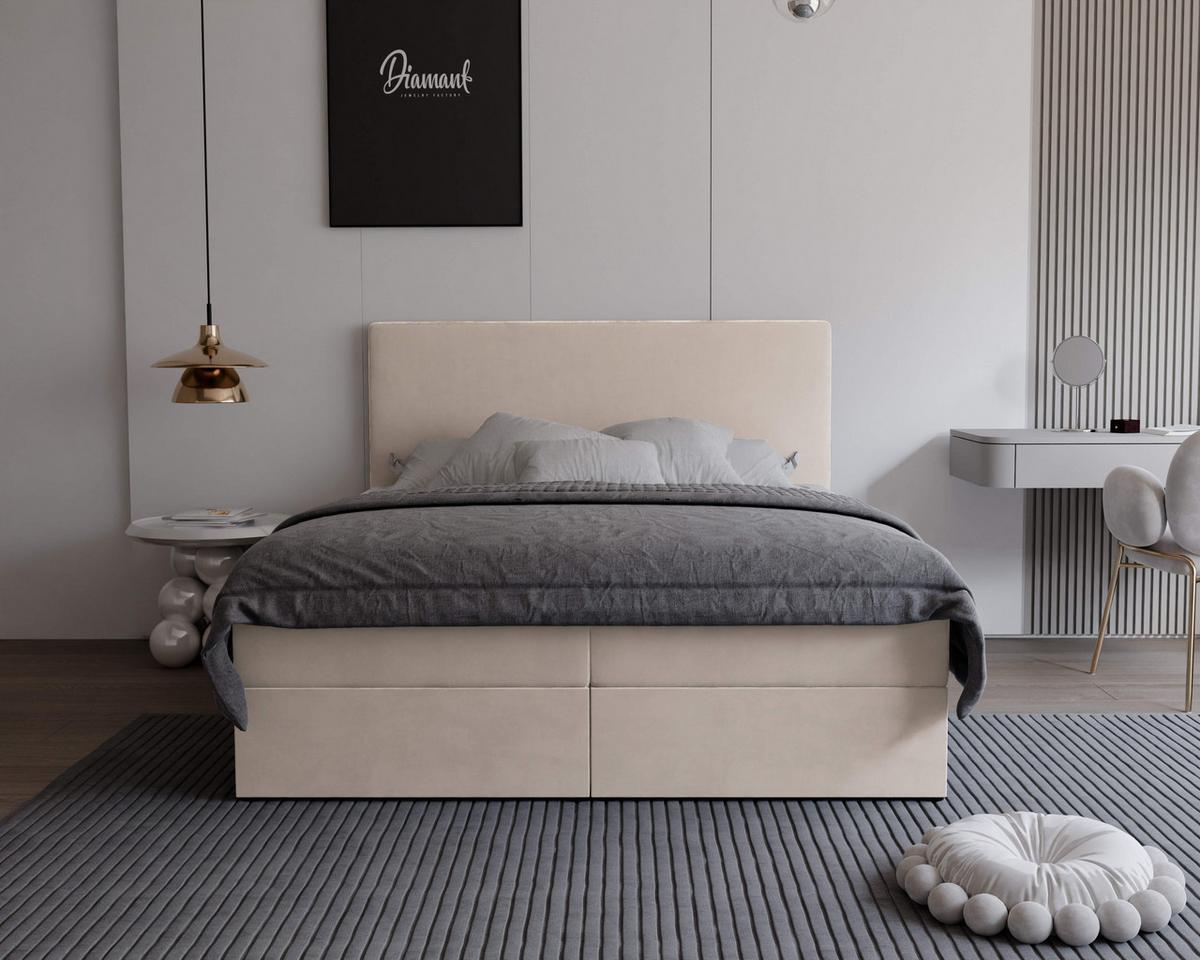 BOXBETT 180x200 cm mit Topper - Creme, Holzwerkstoff/Textil (180/200cm) - Idohome