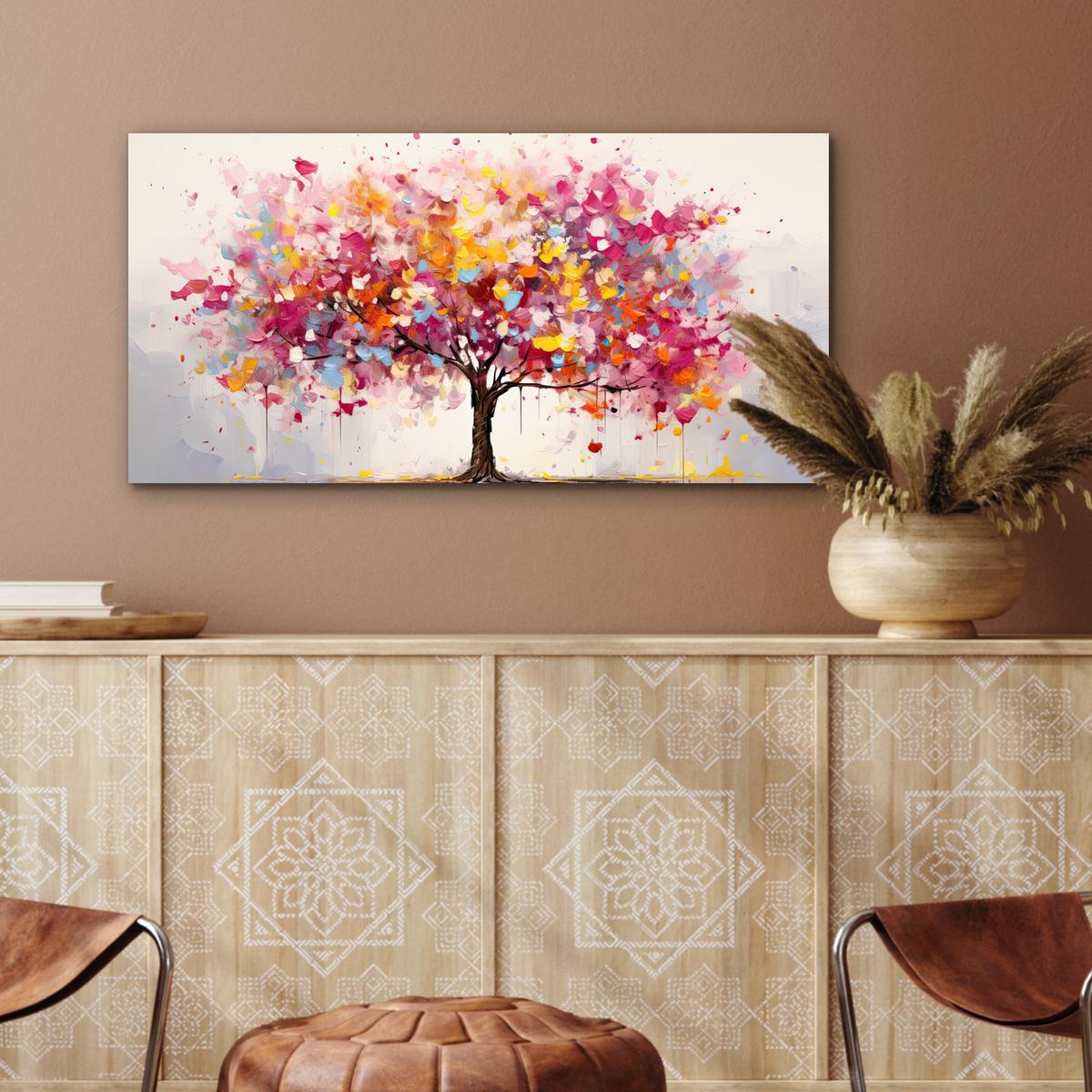 METALLBILD Aquarell - Baum - Kunst - Abstrakt 80x40 cm - Multicolor, Metall (80/40cm) - MuchoWow