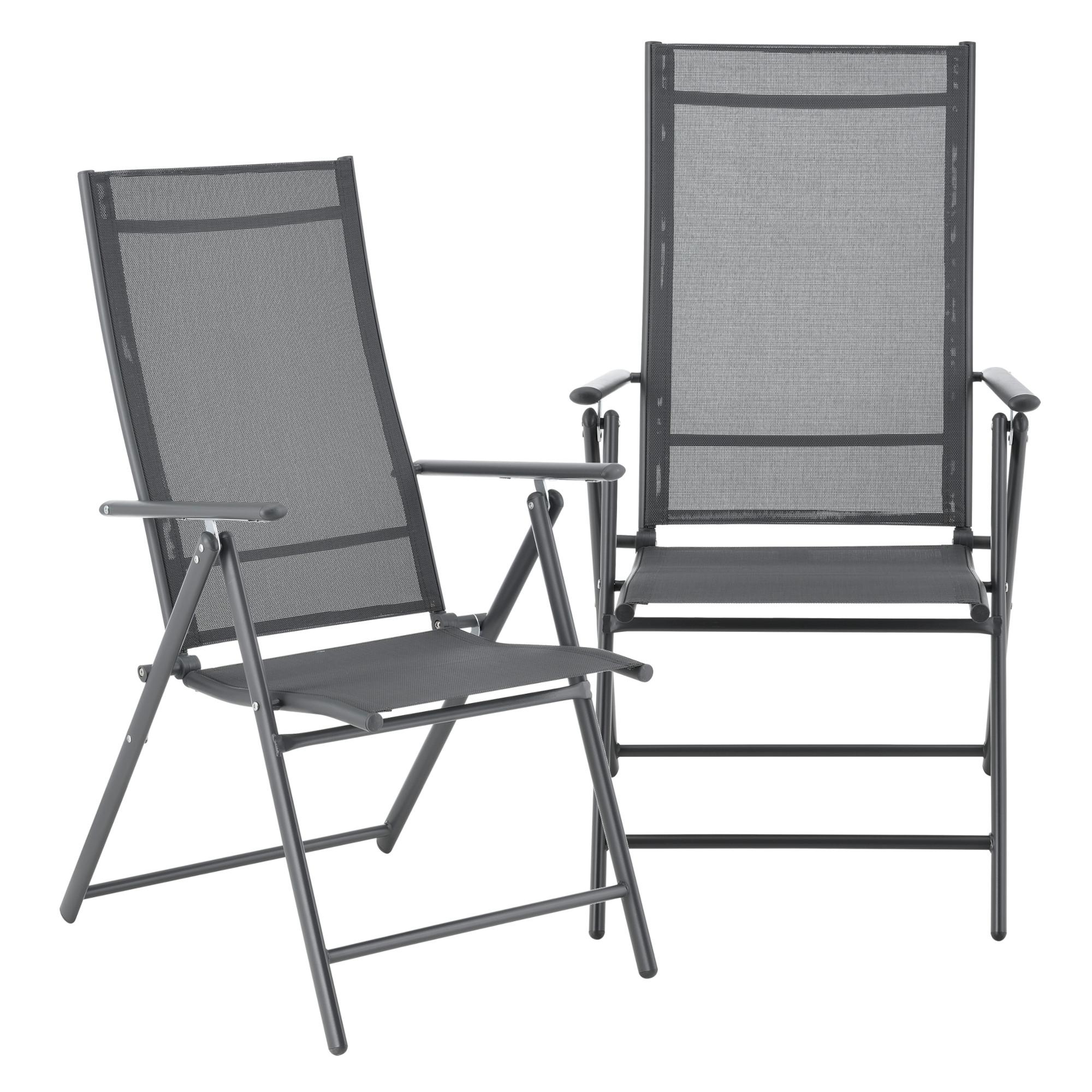 GARTENSTUHL-SET 2 TLG. Kalamata - Dunkelgrau, Metall (57/105/68cm) - [en.casa]