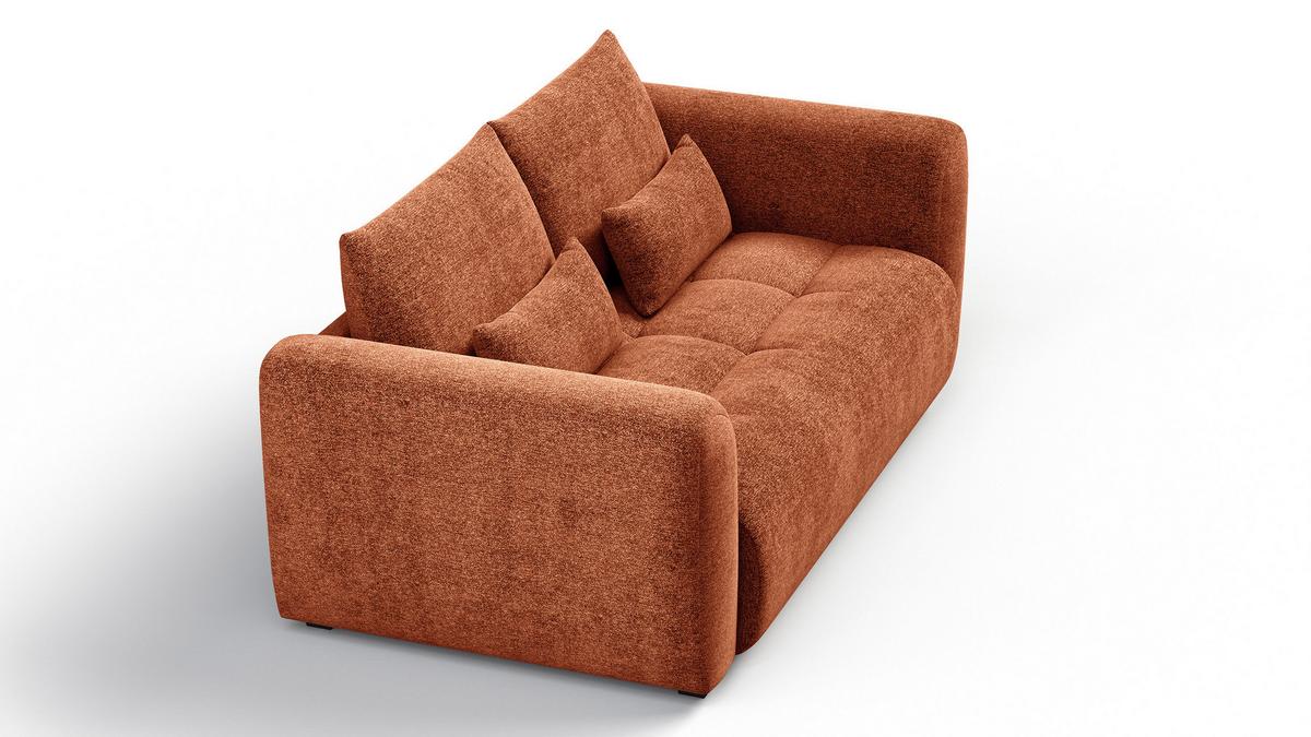 SOFA SORENO 3-Sitzer, orange - Schwarz/Orange, Holz/Textil (214/94/114cm) - Wozimo