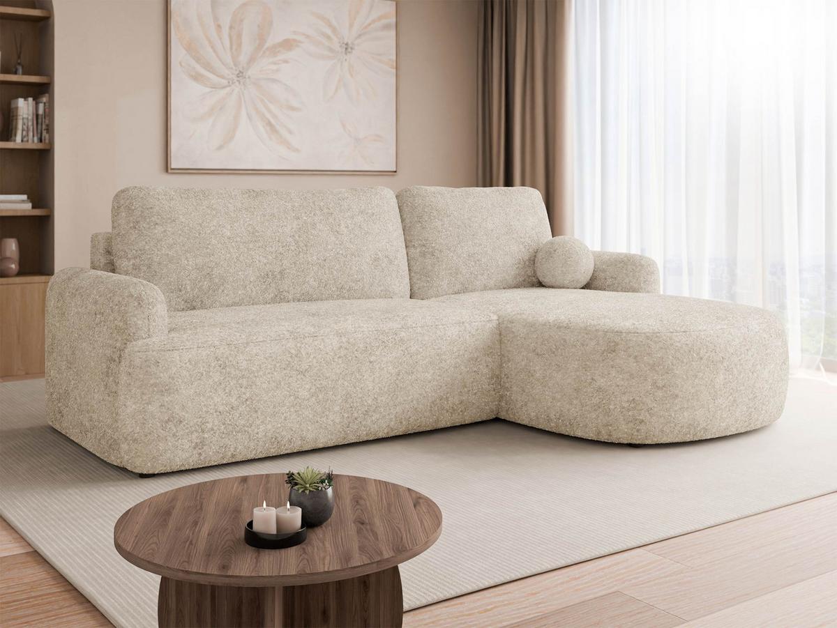 ECKSOFA Loridu, Seite: Rechts - Beige/Schwarz, Holz/Kunststoff (174/250cm) - MIRJAN24