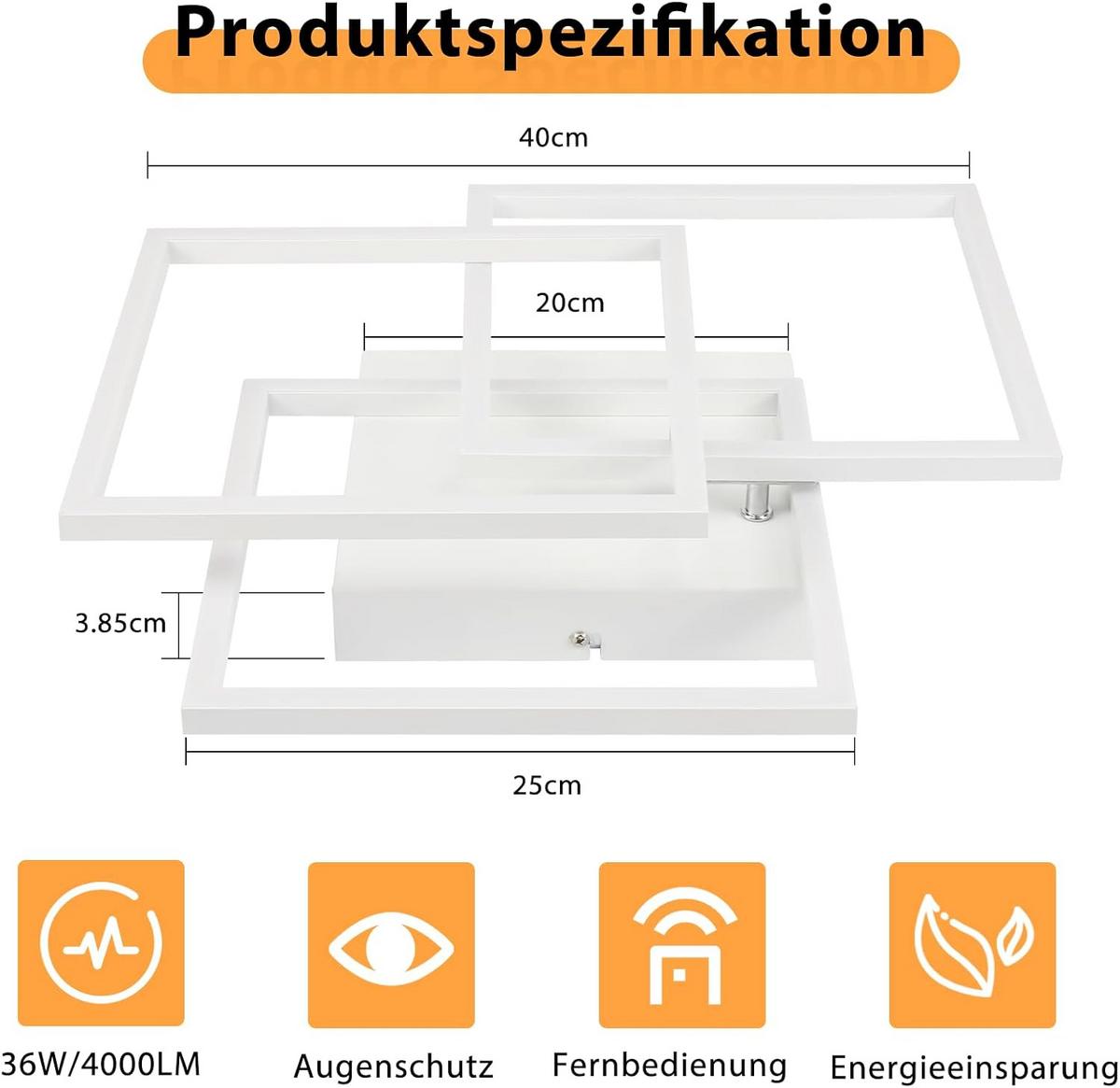LED-DECKENLEUCHTE Kranzfluch 40.0/9.0/40.0 cm - Weiß, Metall (40/40/9cm) - ZMH