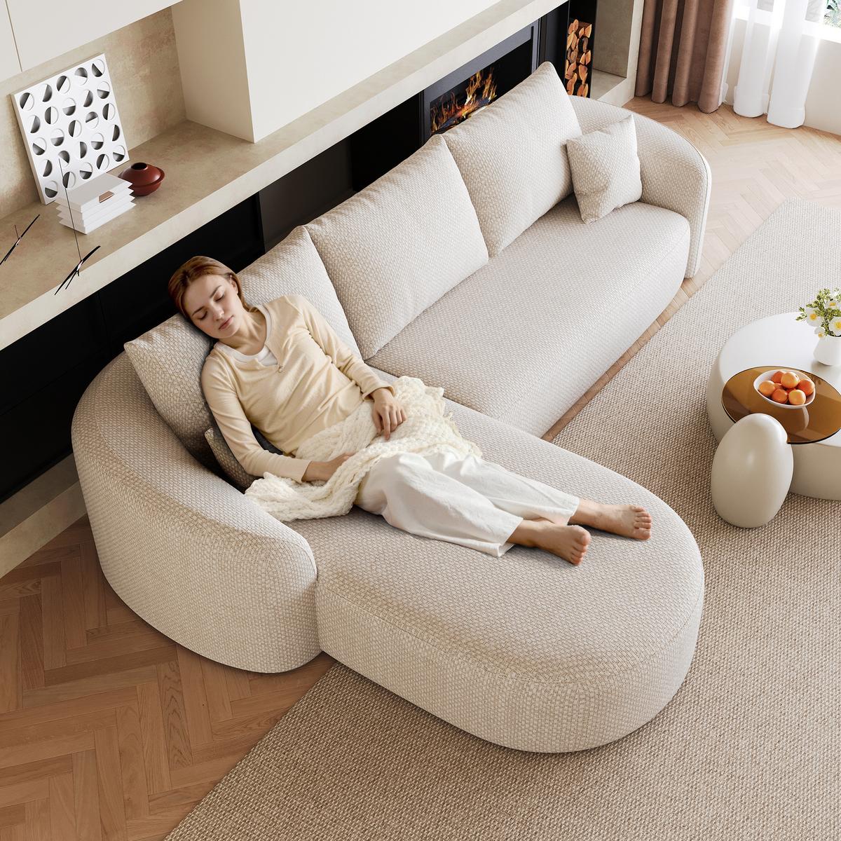 ECKSOFA 266cm L-Form Weiß 4-Sitzer ohne Montage - Weiß, Textil (266/168cm) - Urban Meuble
