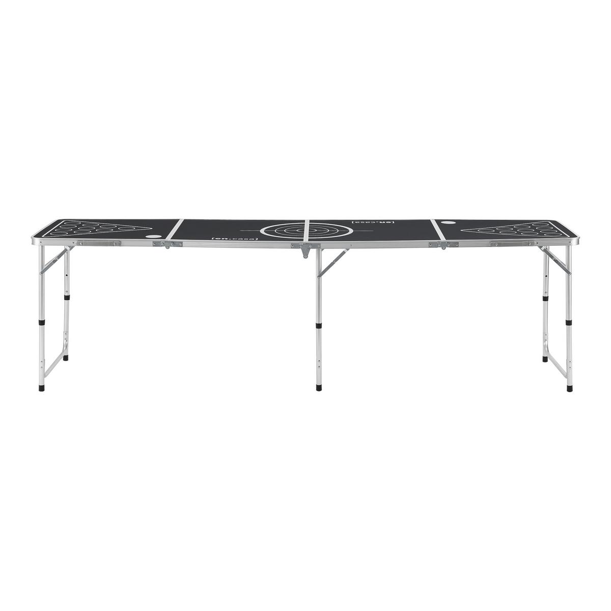 BIERPONGTISCH Ibiza - Silberfarben/Schwarz, Holzwerkstoff/Metall (60/240/70cm) - [en.casa]