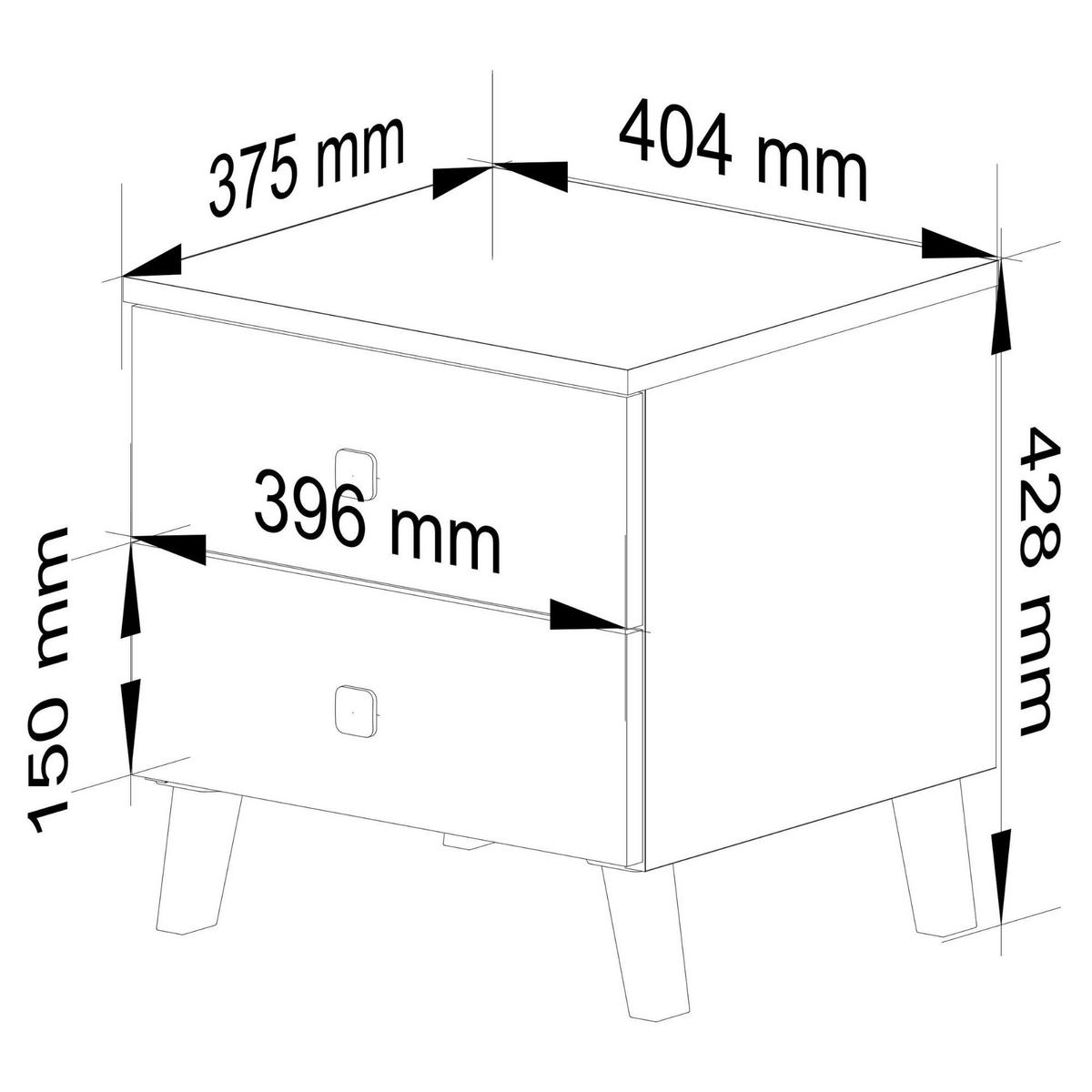 NACHTTISCH Weiß, Schwarz 43/40/37 - Schwarz/Weiß, Holzwerkstoff (40/43/37cm) - RAUMHIRSCH FURNITURE