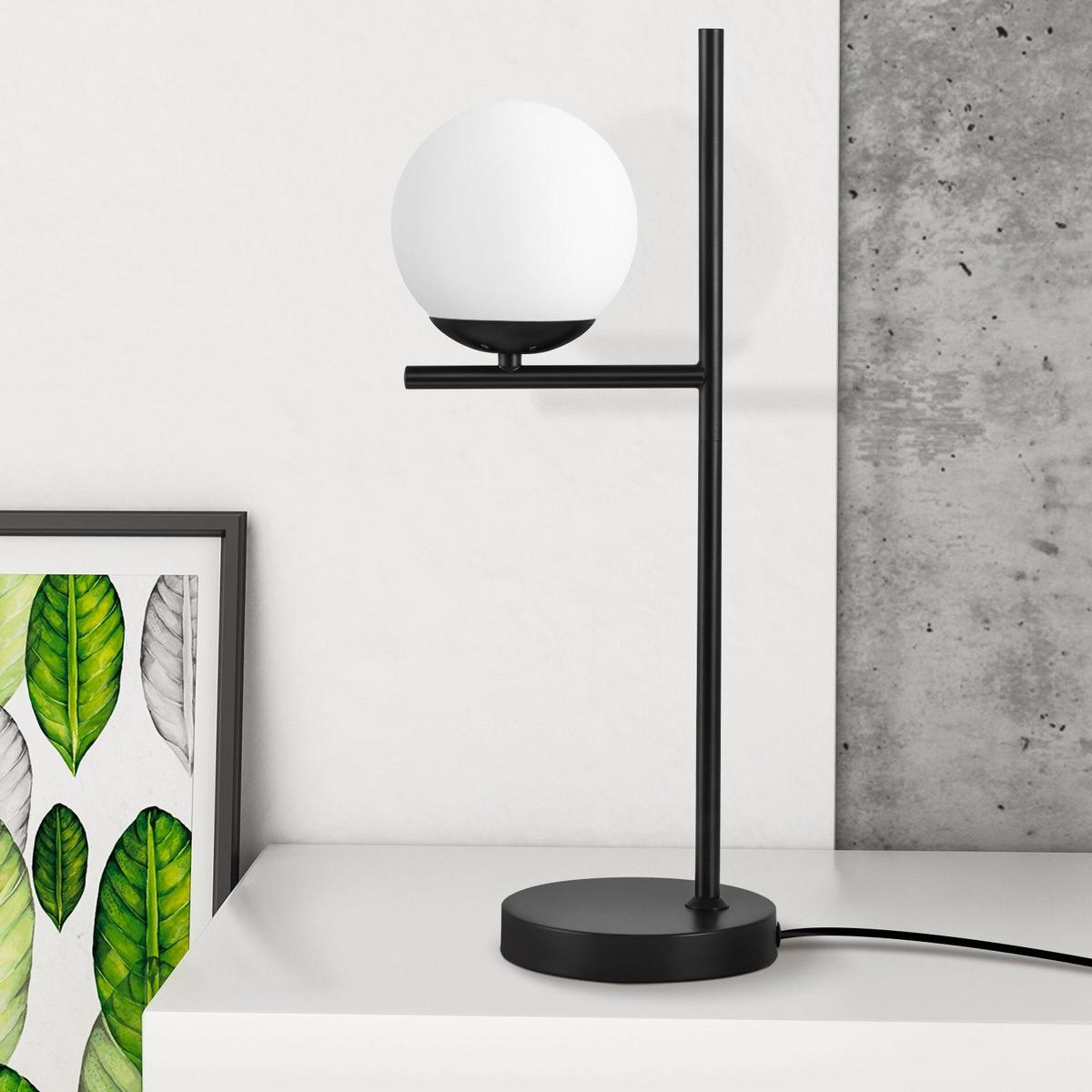 TISCHLAMPE Zara 22/15/50 cm - Schwarz, Glas/Metall (22/15/50cm) - ZMH