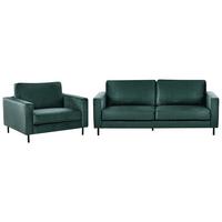 SOFA-SET 4-Sitzer Samtstoff Dunkelgrün Savalen - Dunkelgrün/Schwarz, Textil (204/87/91cm) - Beliani