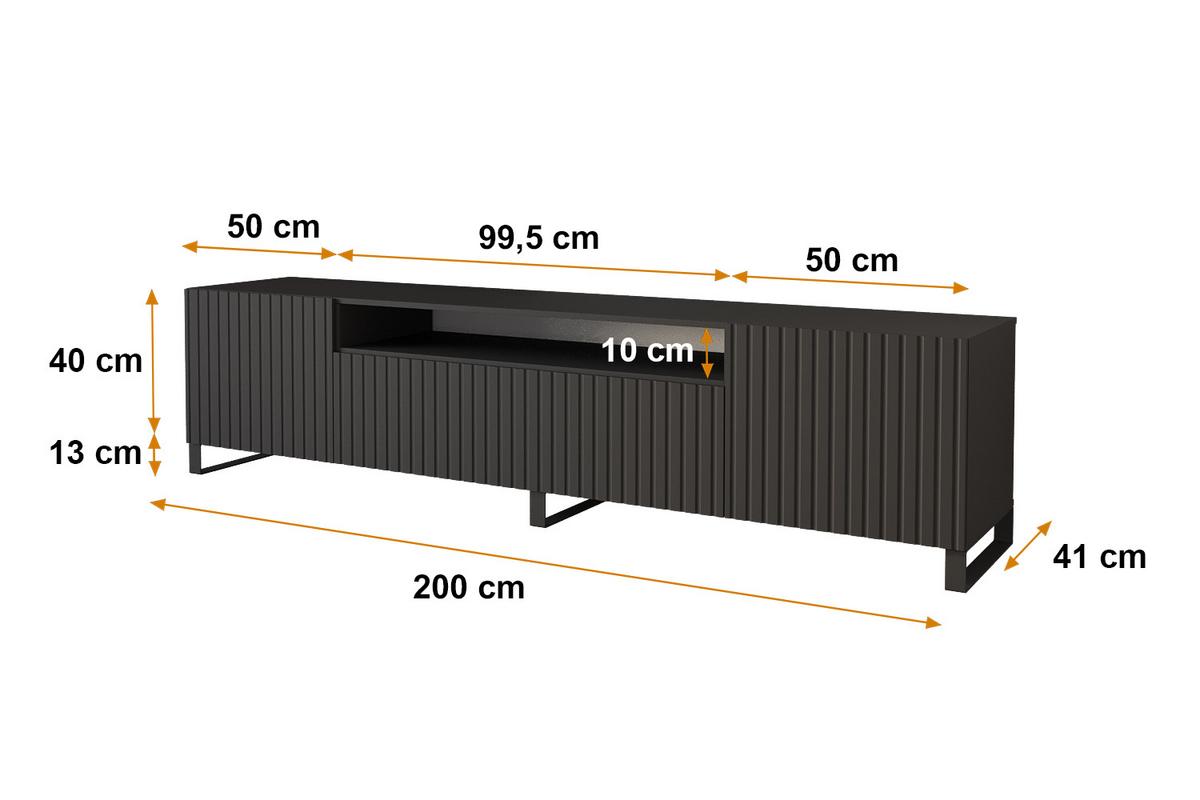 LOWBOARD KITO-S 200x53x41 cm - Schwarz - Schwarz, Holzwerkstoff (200/53/41cm) - ALTDECOR