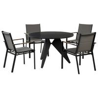 GARTENMÖBEL SET 4-Sitzer Aluminium schwarz/grau Olmetto/Busetto - Hellbraun/Schwarz, Metall - Beliani