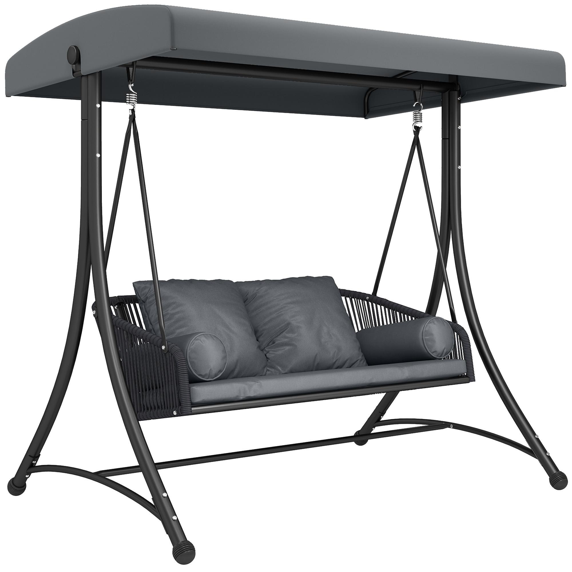 RATTAN-SCHAUKEL Metall Dunkelgrau - Dunkelgrau/Schwarz, Textil/Metall (120/172/178cm) - Outsunny