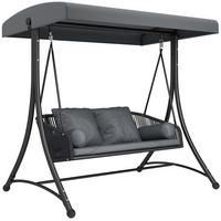 RATTAN-SCHAUKEL Metall Dunkelgrau - Dunkelgrau/Schwarz, Textil/Metall (120/172/178cm) - Outsunny