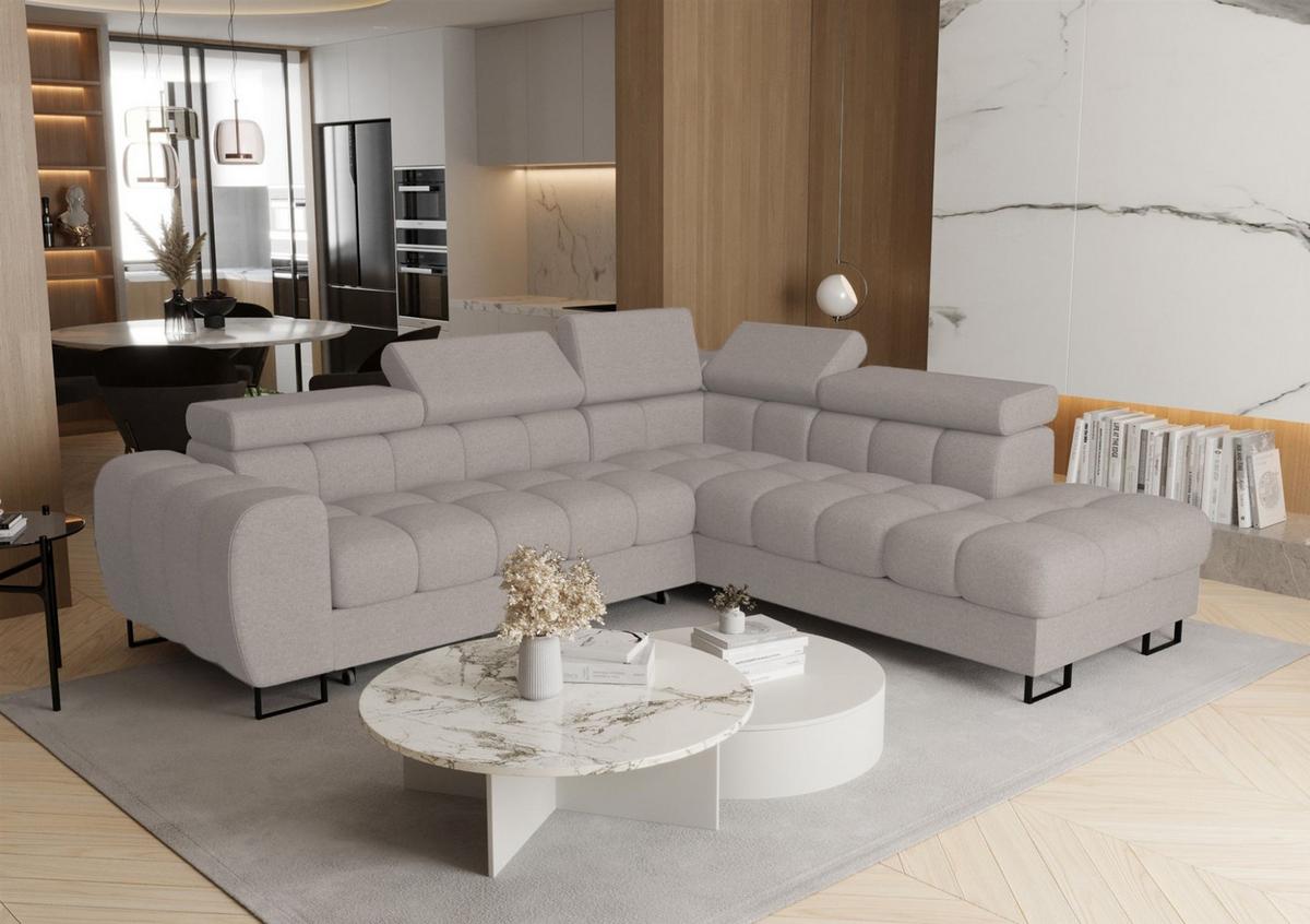 ECKSOFA Bastien Max Mit Schlaffunktion - Beige, Holzwerkstoff/Textil (260/225cm) - Fun Möbel