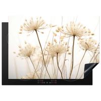 HERDABDECKPLATTE Blumen - Weiß - Sonnenlicht Herdabdeckung Induktionsfeld 75x52 cm - Ecru, Kunststoff (75/52/0.2cm) - MuchoWow