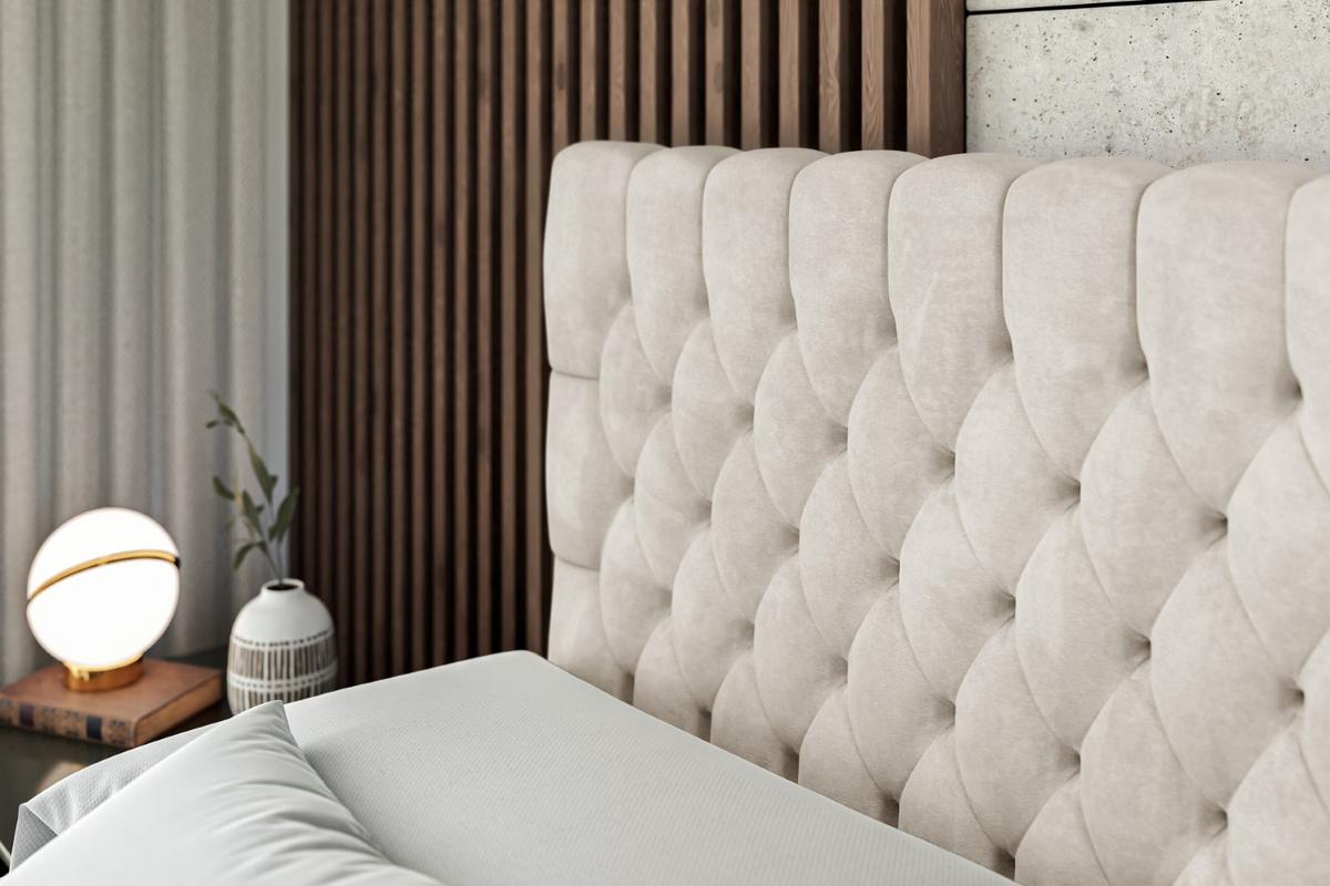 BOXBETT mit Matratze H4 und Lattenrost - SERENE - 140x200 - H4 - Creme - Creme, Holzwerkstoff (140/200cm) - ALTDECOR