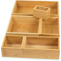 SCHUBLADEN ORGANISATIONSSYSTEM mit 6 Aufbewahrungskisten - Naturfarben, Holz (34/7/27cm) - addhome