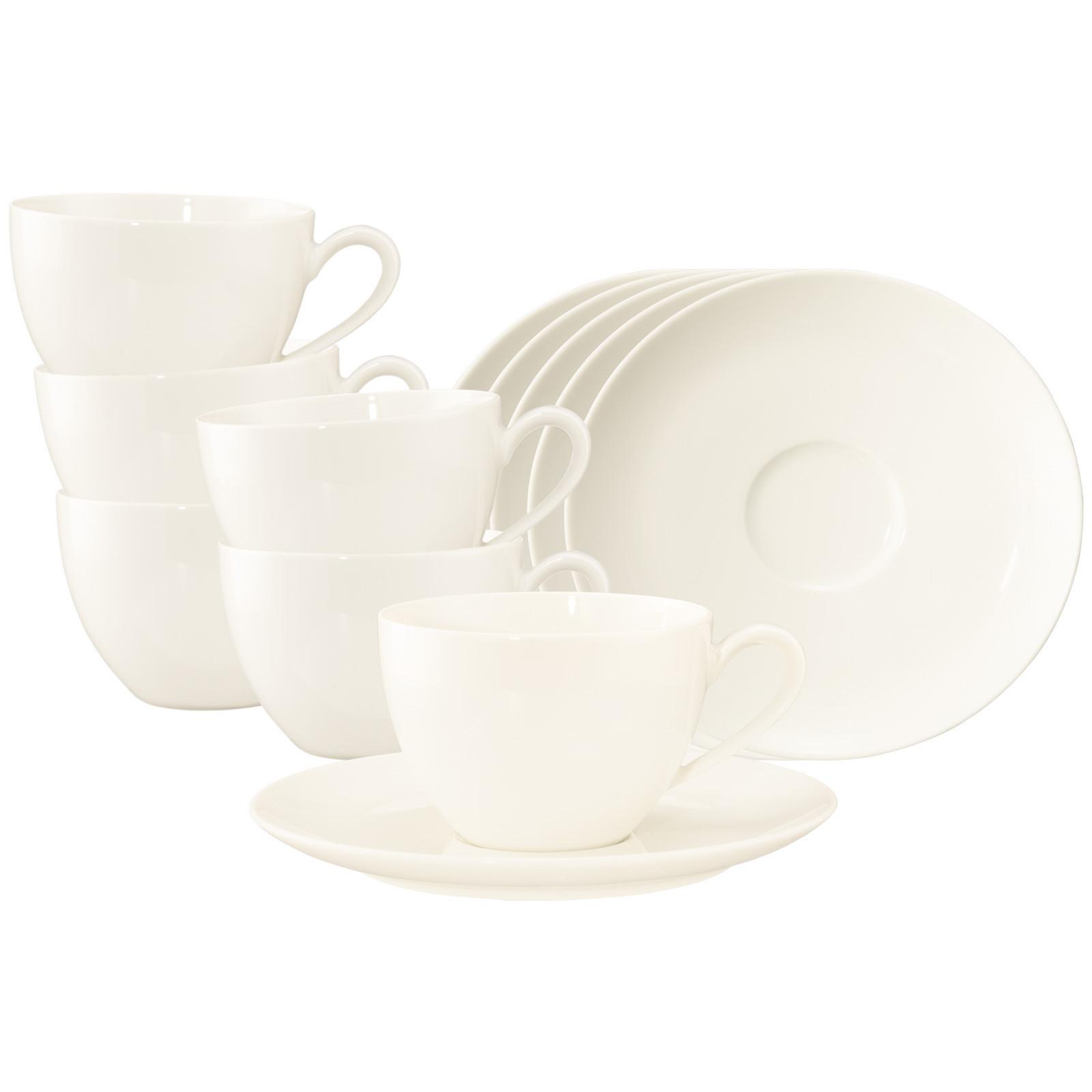 KAFFEETASSEN MIT UNTERTASSEN Savona Fine Diamond creme 270 ml 6er Set - Creme, Keramik (16/8.3/16cm) - Seltmann Weiden