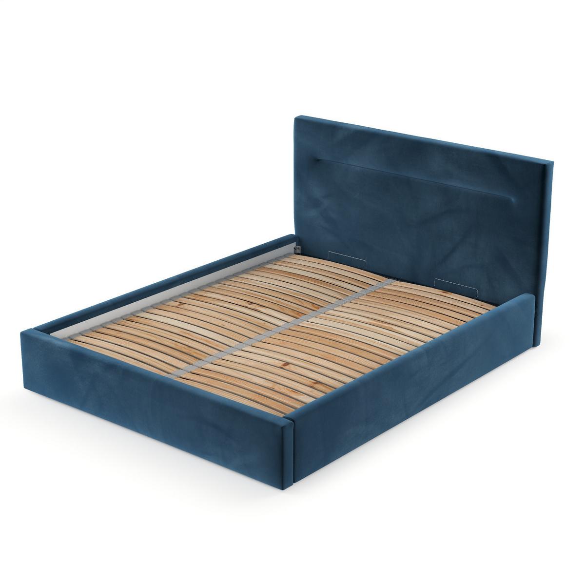 POLSTERBETT Liline 160/200 cm Dunkelblau im Kronos Stoff - Schwarz/Naturfarben, Holz/Holzwerkstoff (160/200cm) - AltaBeds