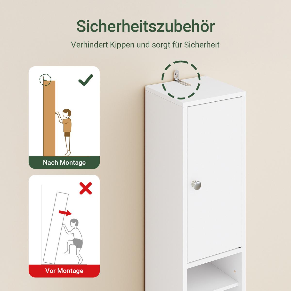 HOCHSCHRANK schmal Badschrank Weiß 20x180x20cm - Weiß, Holzwerkstoff (20/180/20cm) - SoBuy