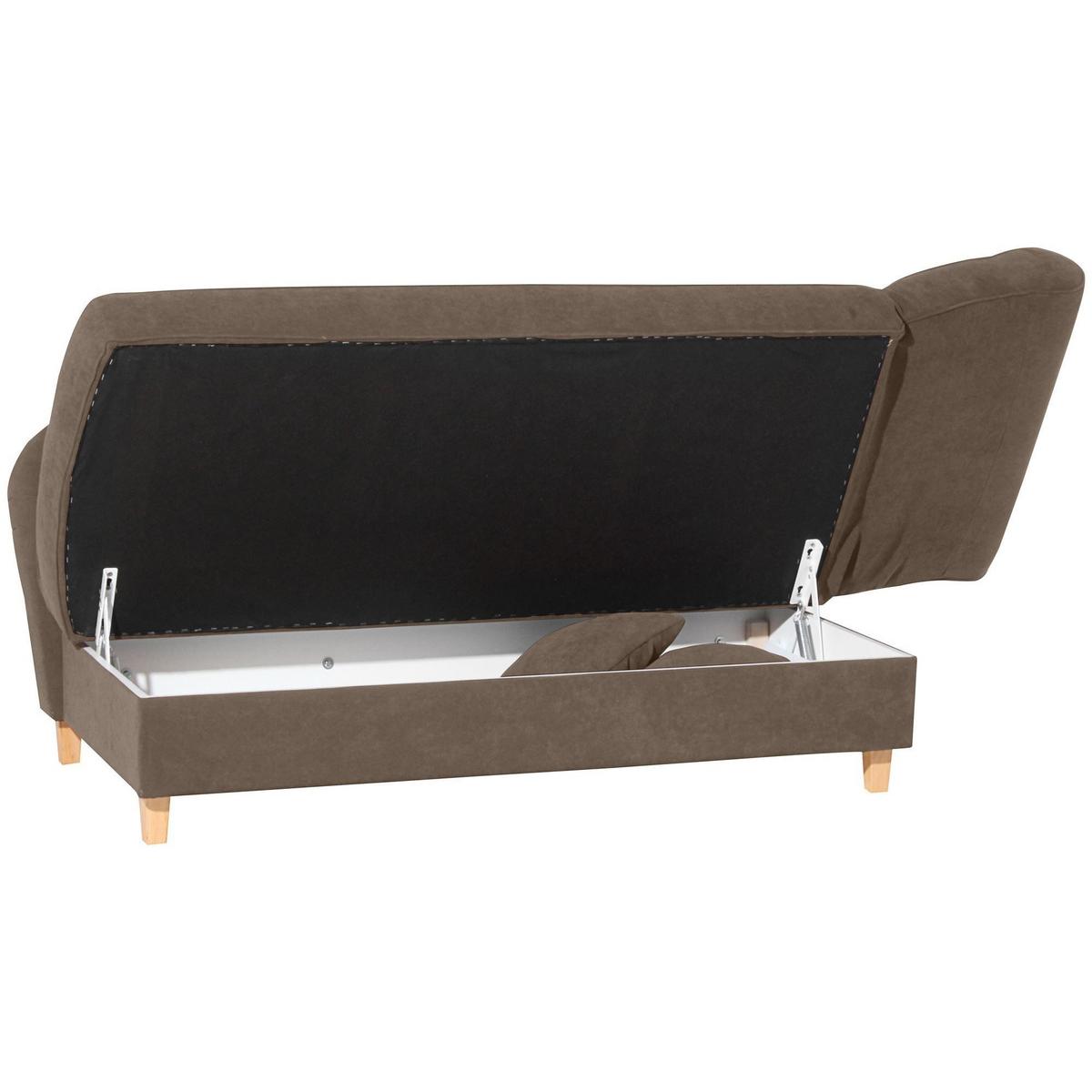 RECAMIERE mit Armteil rechts klappbar Katia Bezug Veloursstoff Buche natur / sahara - Sahara, Kunststoff (190/82/88cm) - 58aufmkessel