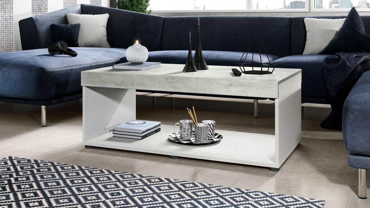 WOHNZIMMERSET Berlin Beton Oxid Optik - Hellgrau, Holzwerkstoff (155/46/40cm) - Vladon